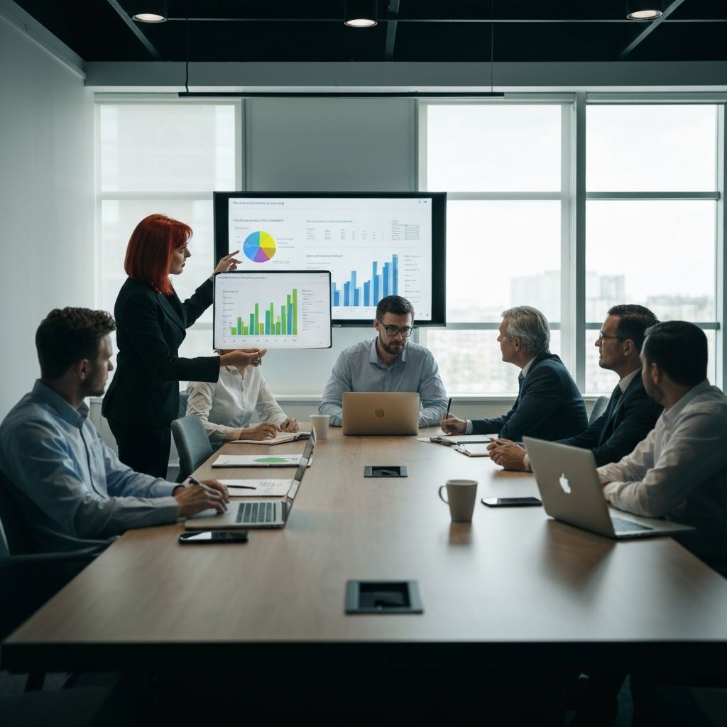 Equipo de analistas revisando datos de consumo energético en reunión estratégica